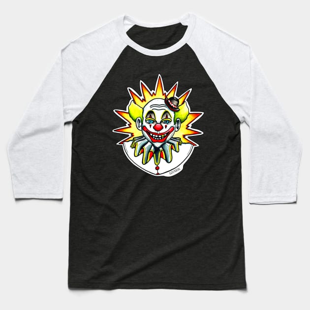 Clown Burst Baseball T-Shirt by Golden Stag Designs